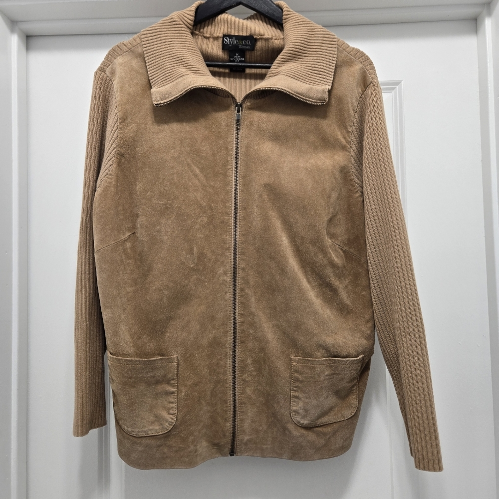 Suede & Knit Style & Co Women's 1X Sweater